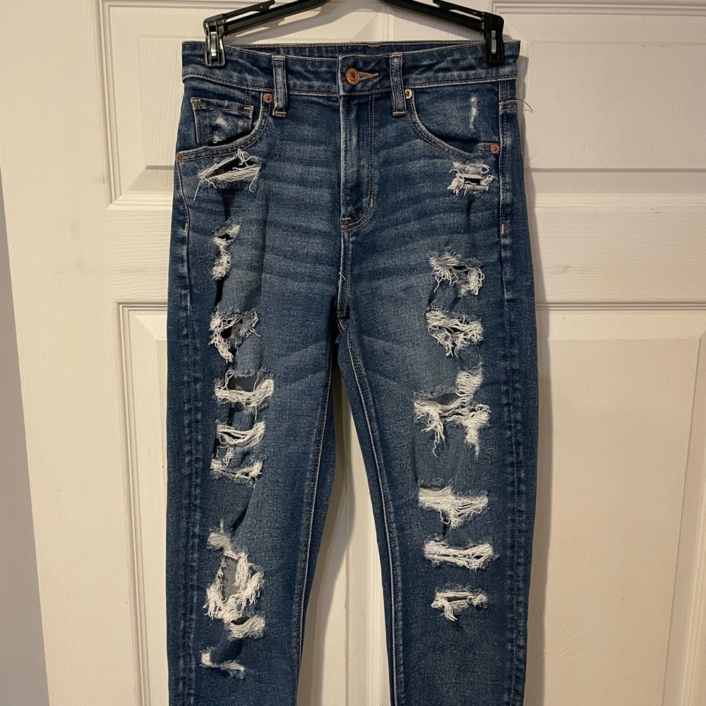 American Eagle Outfitters Blue Skinny Distressed Jeans